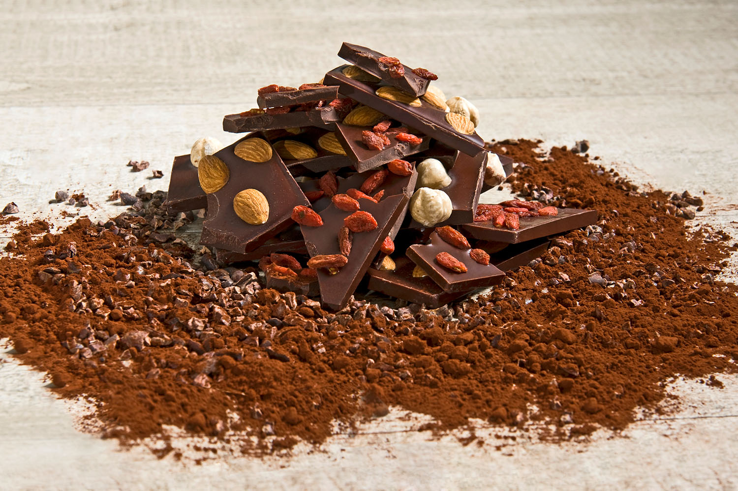 Schokoladenbruch von Mencarelli, verschiedene Sorten
